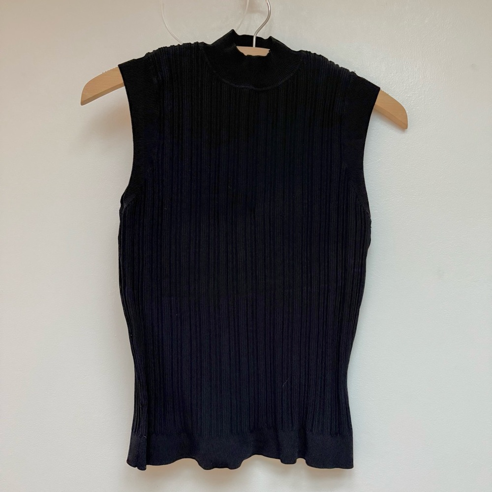 Barneys New York Black Sleeveless Ribbed Top